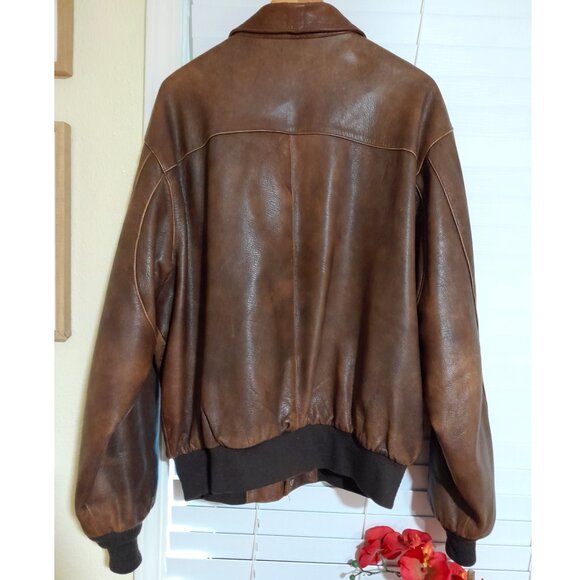 Vintage Men's  Brown Leather Flight Jacket Rugged New Zealand Outback   XL - Picture 9 of 10
